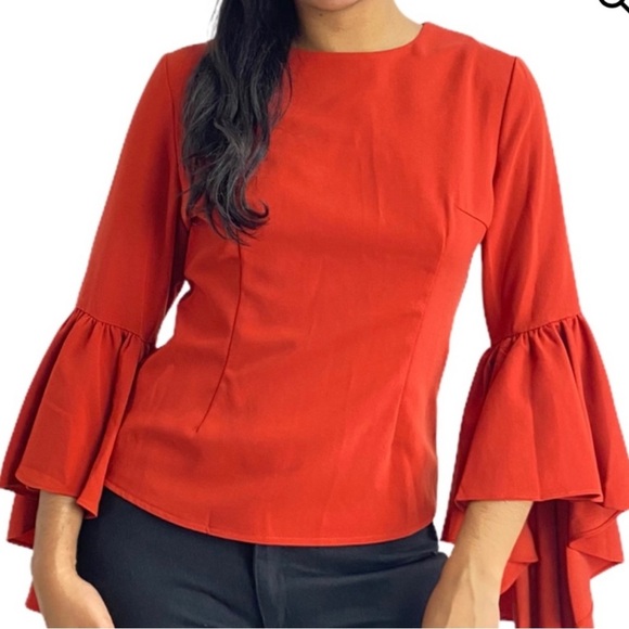 Gracia Tiered Ruffle Flare Sleeve Top - Picture 1 of 7